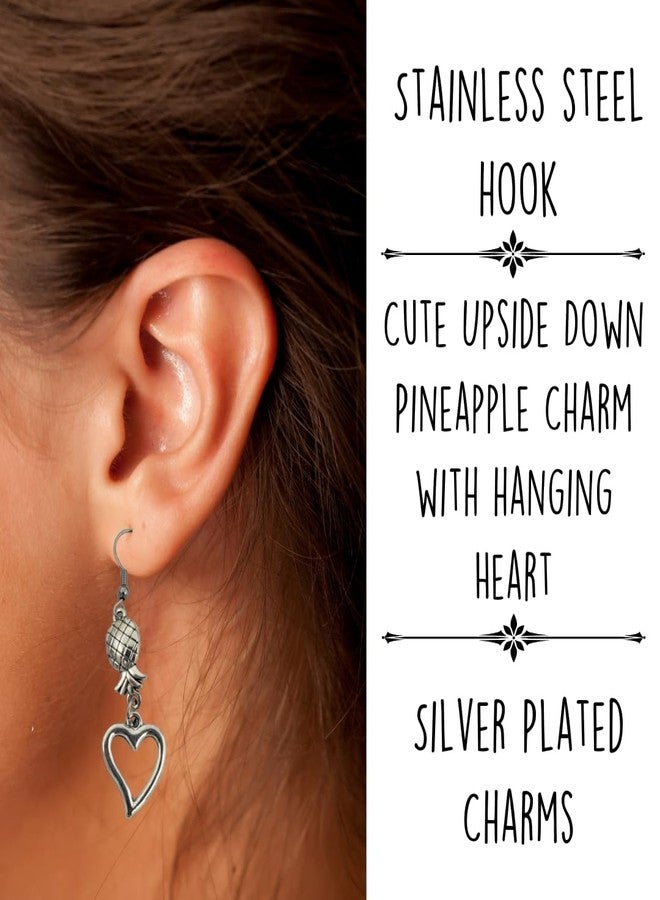 Pretty Inappropriate Upside Down Pineapple Jewelry, Upside Down Pineapple Earrings, Upsidedown Silver Earring for Couples, Valentines Day, Christmas for Wife - Image 2